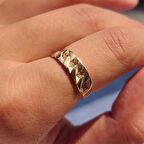 Gurbet Zincir Tasarım Altın Yüzük-Gurbet Taşsız 14 Ayar Altın Yüzük