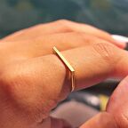 Çizgi Modern Tasarım Minimal 14 Ayar Altın Yüzük