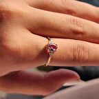 1.05 Karat Sultanayt Tria Fantezi Altın Yüzük-Tria 14 Ayar Altın Evlilik Teklifi Yüzüğü