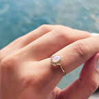 Vintage Pembe Quarz Gümüş Evlilik Teklifi Hediye 925 Ayar Gümüş Yüzük 