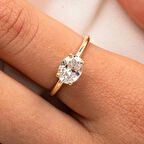 Gümüş Yüzük - 1.10 Karat Yan Swarovski Taşlı Octagon Taş Kesim 925 Ayar Gümüş Evlilik Teklifi Yüzüğü