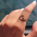 Gümüş Yüzük - Helezon Kalp Tasarım Modern Tasarım Taşsız 925 Ayar Gümüş Yüzük