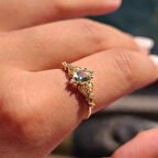 Fox Love Su Yeşili Evlilik Teklifi Prenses 925 Ayar 0.50 Karat Gümüş Yüzük