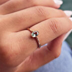 Gümüş Yüzük - Okyanus Yeşili Oval Taşlı 0.60 Karat TekTaş 925 Ayar Gümüş Evlilik Teklifi Yüzüğü