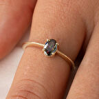 Gümüş Yüzük - Mistik Topaz Oval Taşlı Spor Tek Taş 925 Ayar Gümüş Yüzük