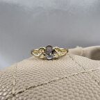 0.60 Karat Zultanit Taşlı Fantazi Modern Tasarım 14 Ayar Altın Evlilik Alyansı