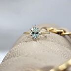 1.05 Karat Green Topaz Taşlı 0.30 Karat Pırlanta(Signty)Taşlı Vintage Tasarım 14 Ayar Altın Yüzük