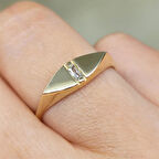 Gümüş Yüzük - Gümüş Mekik Tasarım Signity Swaroski Modern Tarz Minimal Gündelik 925 Ayar Gümüş Yüzük