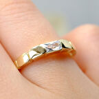 Zirkon Baget Taşlı Vintage Eşsiz Modern Tasarım Boğumlu 14 Ayar Altın Kadın Yüzük-Günlük Hediyelik