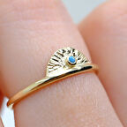 Mini Firuze Taşlı Yelpaze 925 Ayar Gümüş Kadın Yüzük-Hediye Gümüş Yüzük