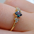 Mistik Topaz Taşlı Caroline Alyans Yüzük-0.40 Karat Topaz Evlilik Teklifi 925 Ayar Gümüş Yüzük