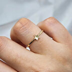 Gümüş Yüzük - Sade Minimal Tasarım 925 Ayar Gümüş Yıldızlı Yüzük