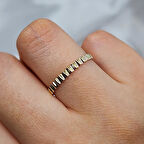 Gümüş Yüzük - Gösterişli Geometrik Kesim Modern Tasarım 925 Ayar Gümüş Yüzük 