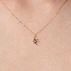 Altın Kolye - Firuze Taşlı Yılan Tasarım 14 Ayar Altın Kolye