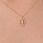 Altın Kolye - Baget Taşlı Şık Tasarım 14 Ayar Altın Kolye