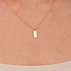 Gümüş Kolye - Harf Yazılabilir Dikdörtgen Plaka 925 Ayar Gümüş Kolye