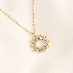 Gümüş Kolye - Yuvarlak Oval Zirkon Taşlı 925 Ayar Gümüş Kolye