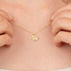 Gümüş Kolye - Taşlı Balık 925 Ayar Gümüş Kolye