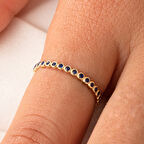 Yarım Tur Altın Yüzük - 14 Ayar Hediyelik Altın Tam Tur 0.30 Karat Safir Taşlı Yüzük