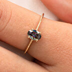 Gümüş Yüzük - 0.90 Karat Mistik Topaz Tektaş Evlilik Teklifi 925 Ayar Gümüş Tarz Yüzük