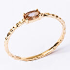 Gümüş Yüzük - Zultanit Taşlı El Yapımı Dövülü Minimal Tasarım Tektaş 925 Ayar Gümüş Yüzük