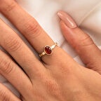 Gümüş Yüzük - Akik Taşlı Oval Kesim Boğumlu Tektaş Modern Tasarım 925 Ayar Gümüş Kadın Yüzük