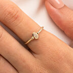 Gümüş Yüzük - Mini Baget Swarovski Taşlı Minimal Özel Tasarım 925 Ayar Gümüş Yüzük