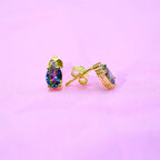 Gümüş Küpe - 1.10 Karat Mistik Topaz Oval Taşlı 925 Ayar Gümüş Küpe