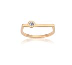 Ufuk Çizgisi Şans Totemi İnce Minimal Tasarım 0,20 CT Signity Swarovski Taşlı 925 Ayar Gümüş Yüzük