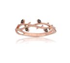 Gül Dalı Sarmaşık Gümüş Şampanya (Smoky)Taşlı Yeni Model Gümüş Yüzük-Hediye 925 Ayar Gümüş Yüzük    