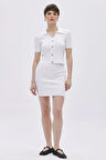 Ekru Mini Triko Etek