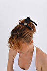 Siyah Yün Sargılı Saç Tokası