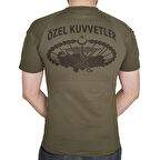 Özel Kuvvetler Yazılı Kısa Kollu Baskılı Taktik Tişört Haki