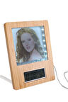 Led Işıklı Sihirli Ayna Bambu Saat Takvim Fotoğraf Çerçevesi
