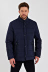 Erkek Lacivert Regular İç Cepli İçi Kürklü Yıkanabilir Regular Kapitone Mont&Kaban