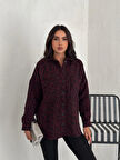 KADIN BORDO LEOPAR DESENLİ GÖMLEK