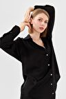 Kadın Saten Patlı Gömlek Siyah