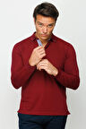 Erkek Polo Yaka Uzun Kollu Sweatshirt Bordo