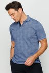 Erkek Polo Yaka Jakarlı Kısa Kollu T-shirt Lacivert