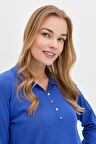 Kadın Polo Yaka Angelina Basic Bluz S.Mavi
