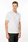 Erkek Polo Yaka Yakası Şerit Desenli T-shirt Beyaz
