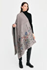 Kadın Triko Kenarları Kır Çiçeği Desenli Şal 11
