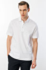 Erkek Polo Yaka Merserize T-shirt Beyaz