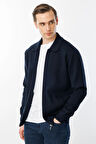 Erkek Polo Yaka Çelik Örgü Yün Ceket K.Lacivert