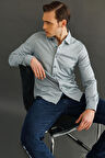 Erkek Uzun Kol Manşetli Gömlek Gri