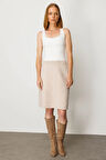 Kadın Triko Düz Basic Etek Bej