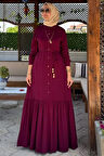 Süreyya Gömlek Elbise Bordo