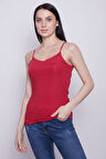 Parlak kumaş İp Askılı Şık Body-Kırmızı