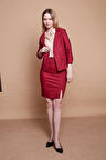 Yakalı Cep Kapaklı Kolu Duble Kapri Truvakar Kol Tek Düğme Pamuklu Hafif Likralı Kumaş Blazer Ceket-Bordo