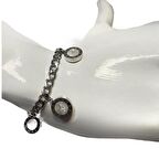 Kadın Takı Çelik Bileklik Zincirli Sedef Detaylı Charmlı 20cm